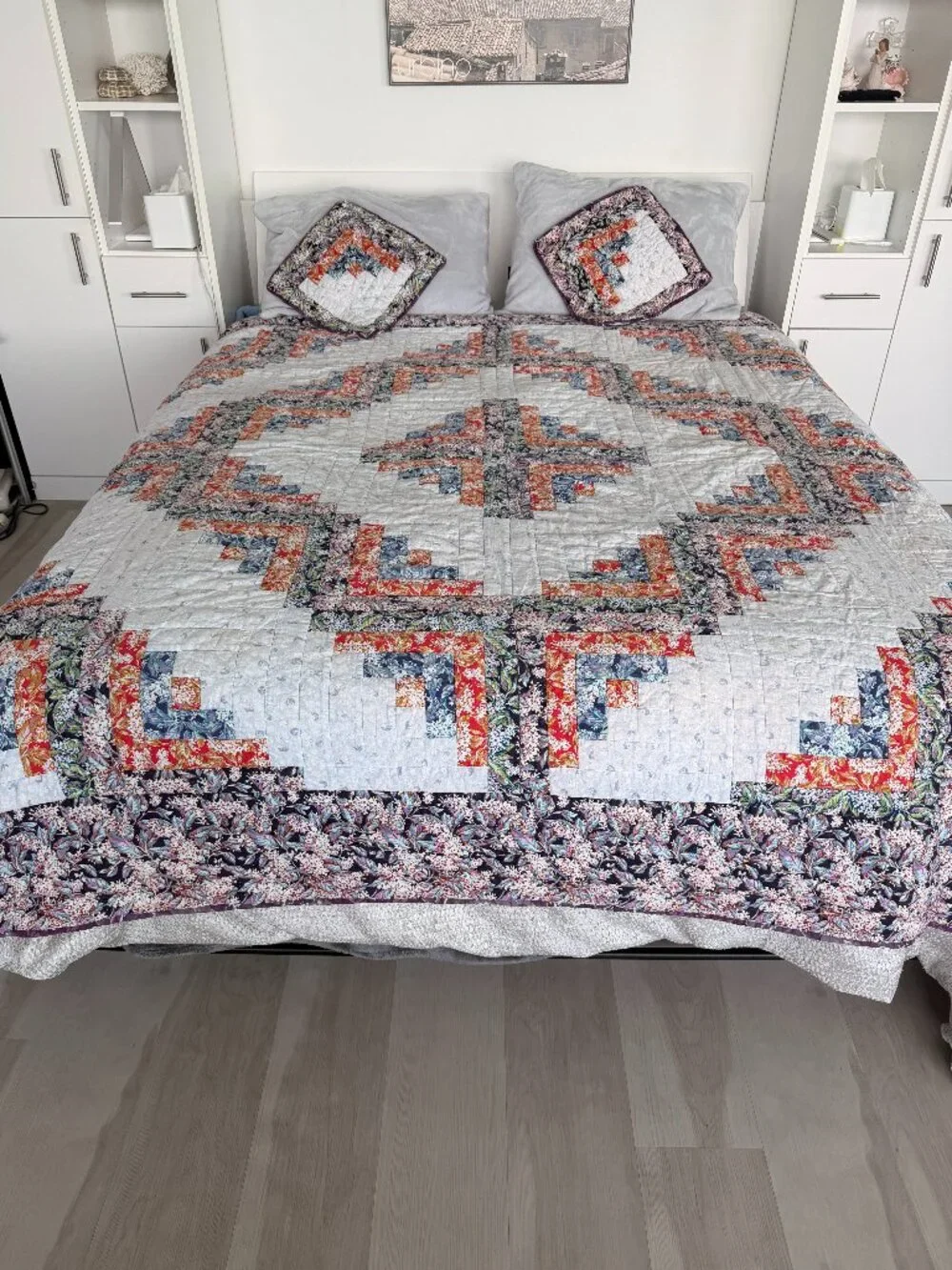 Early 90's Russian Handmade Quilt and Pillows